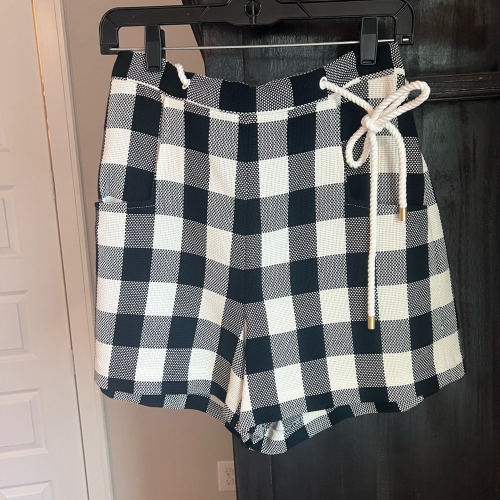 Stylish Black and White Checkered Women's Shorts